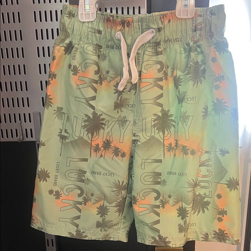 Boys Lucky Brand Tropical Print Swim Trunks size medium